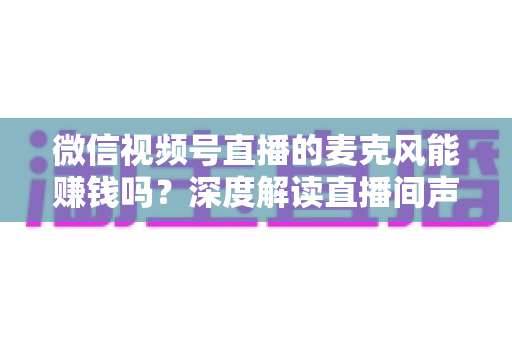 微信视频号直播的麦克风能赚钱吗？深度解读直播间声音背后的变现机会与实操指南